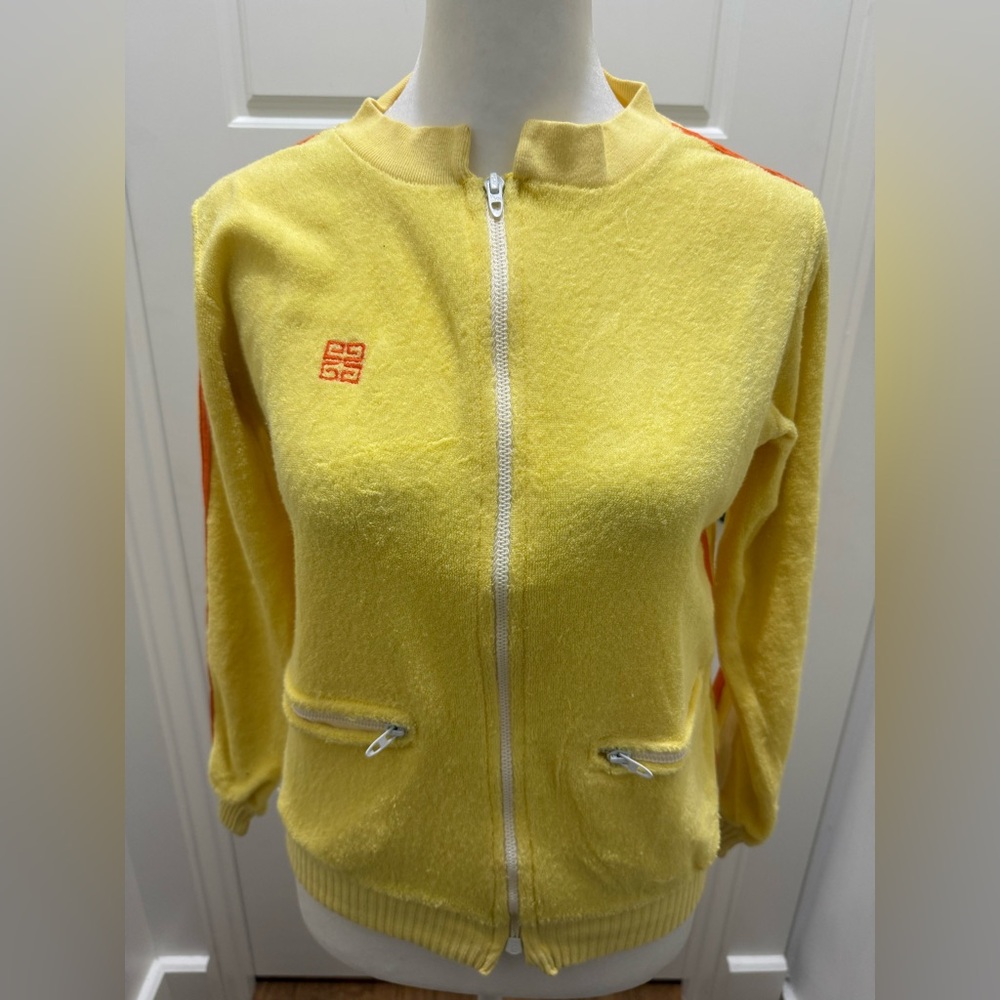 Vintage Givenchy. Yellow Terry Zip-up Track Jacket. Size small.